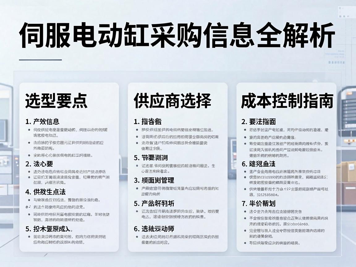 伺服电动缸采购信息全解析,选型要点、供应商选择与成本控制指南 伺服电动缸采购信息全解析