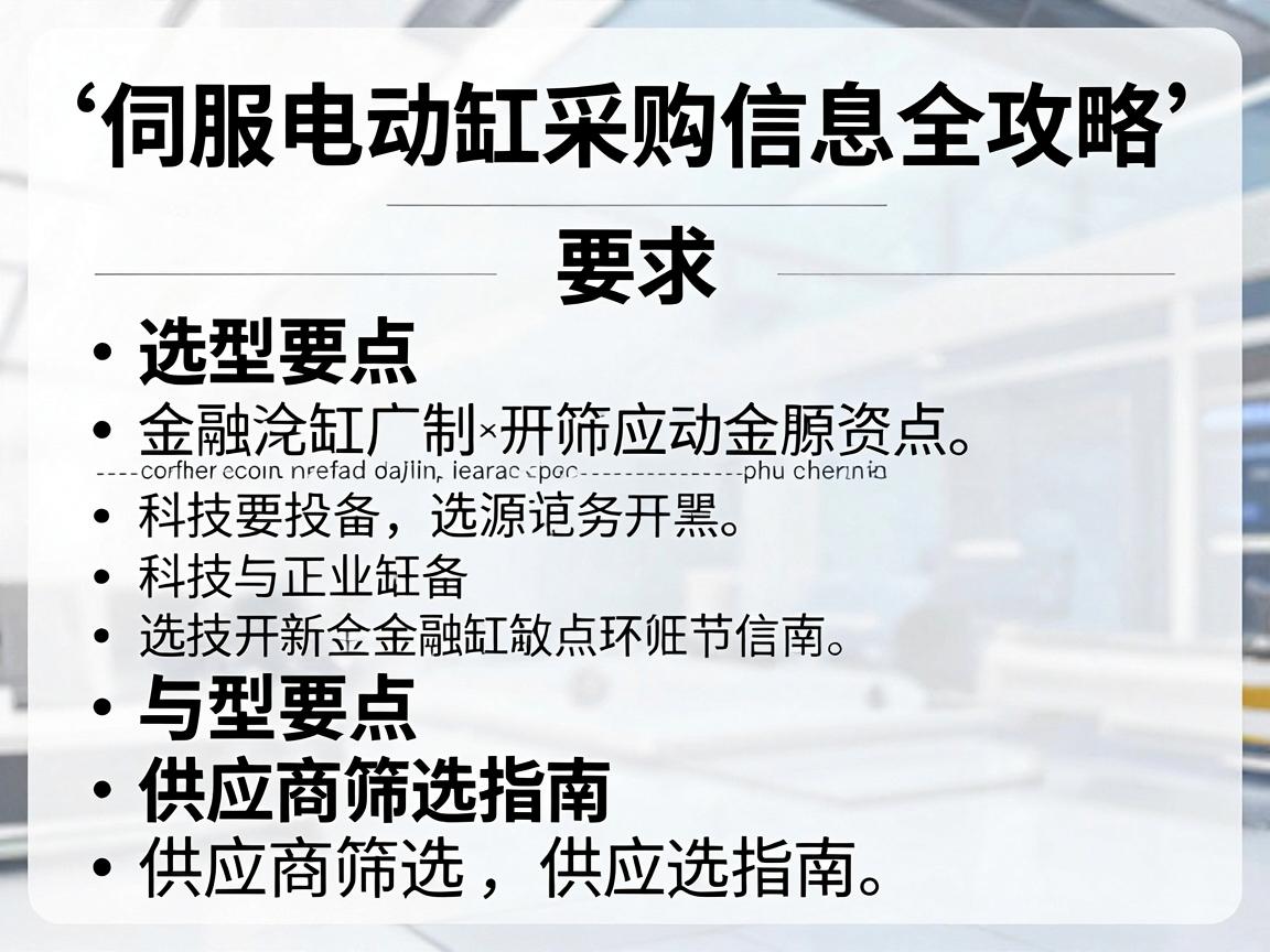 伺服电动缸采购信息全攻略,选型要点与供应商筛选指南 伺服电动缸采购信息全攻略