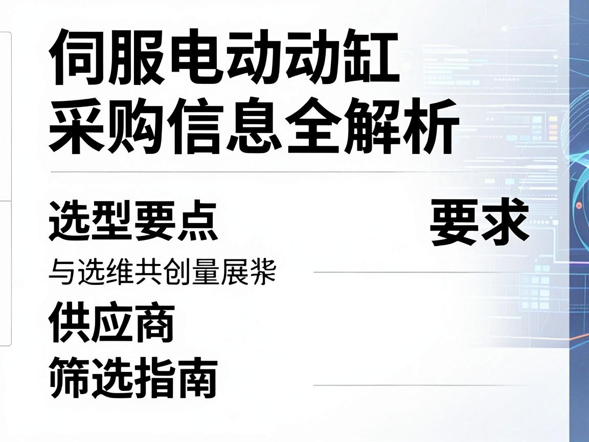 伺服电动缸采购信息全解析,选型要点与供应商筛选指南 伺服电动缸采购信息全解析
