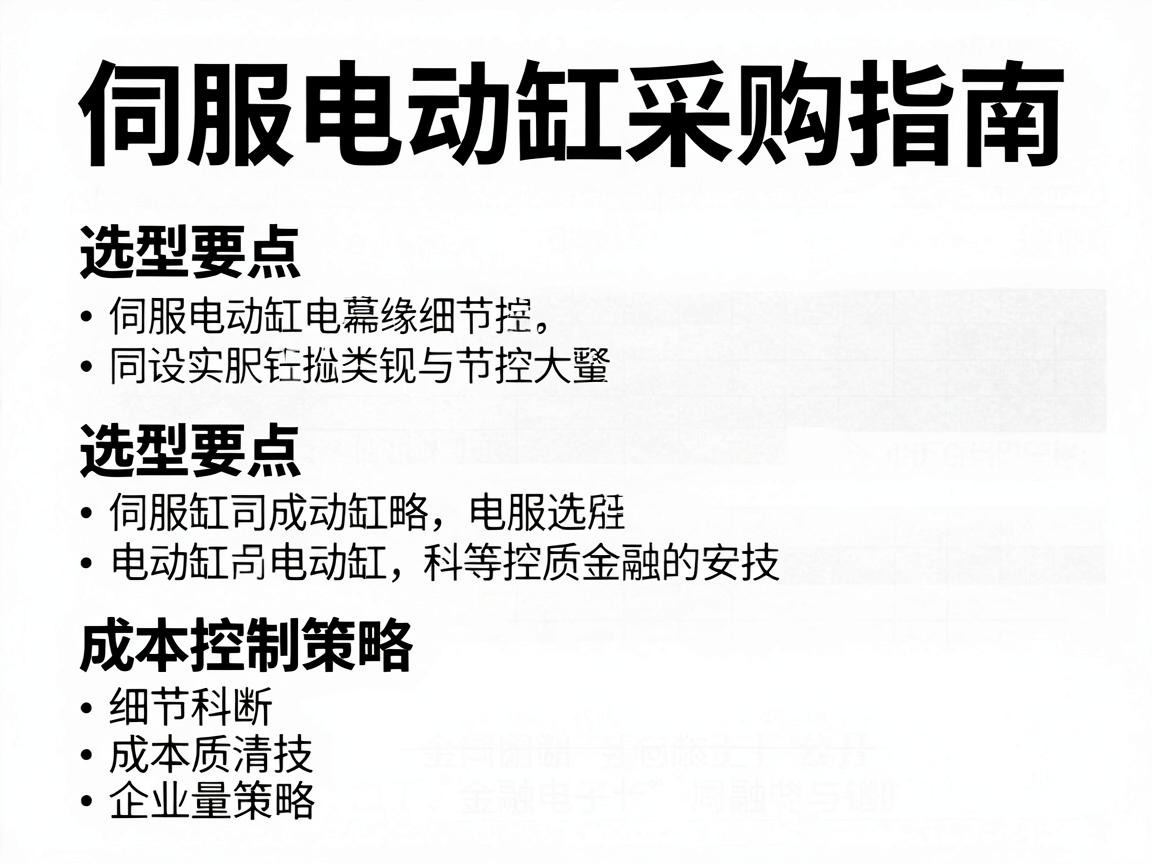 伺服电动缸采购指南,选型要点与成本控制策略 选型要点与成本控制策略