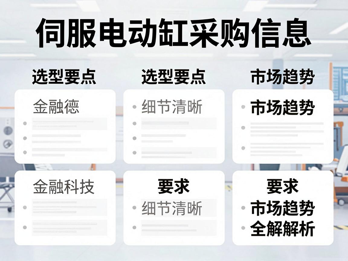 伺服电动缸采购信息,选型要点与市场趋势全解析 选型要点与市场趋势全解析